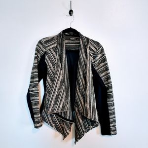 Lucky Brand long sleeve jacket with draped front and asymmetrical zipper size me